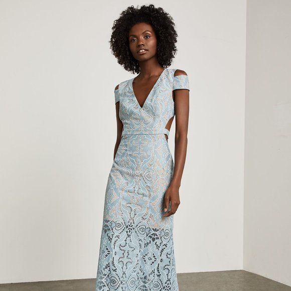 BCBGMAXAZRIA Ava Cut Out Gown Blue Frost Size 2 - Picture 7 of 9
